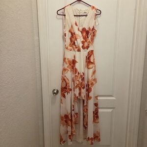 ELIZA J floral sleeveless maxi dress women's size 10 v neck wrap fit & flare